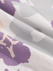 DAZY Floral Print Drop Shoulder Tee & Pants Lounge Set Pajama - Multicolor - View 6