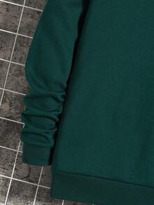 Nam Người ngoài hành tinh Và Đồ họa Chữ cái Lót nhiệt Áo nỉ - Màu xanh lá cây đậm - Xem 5