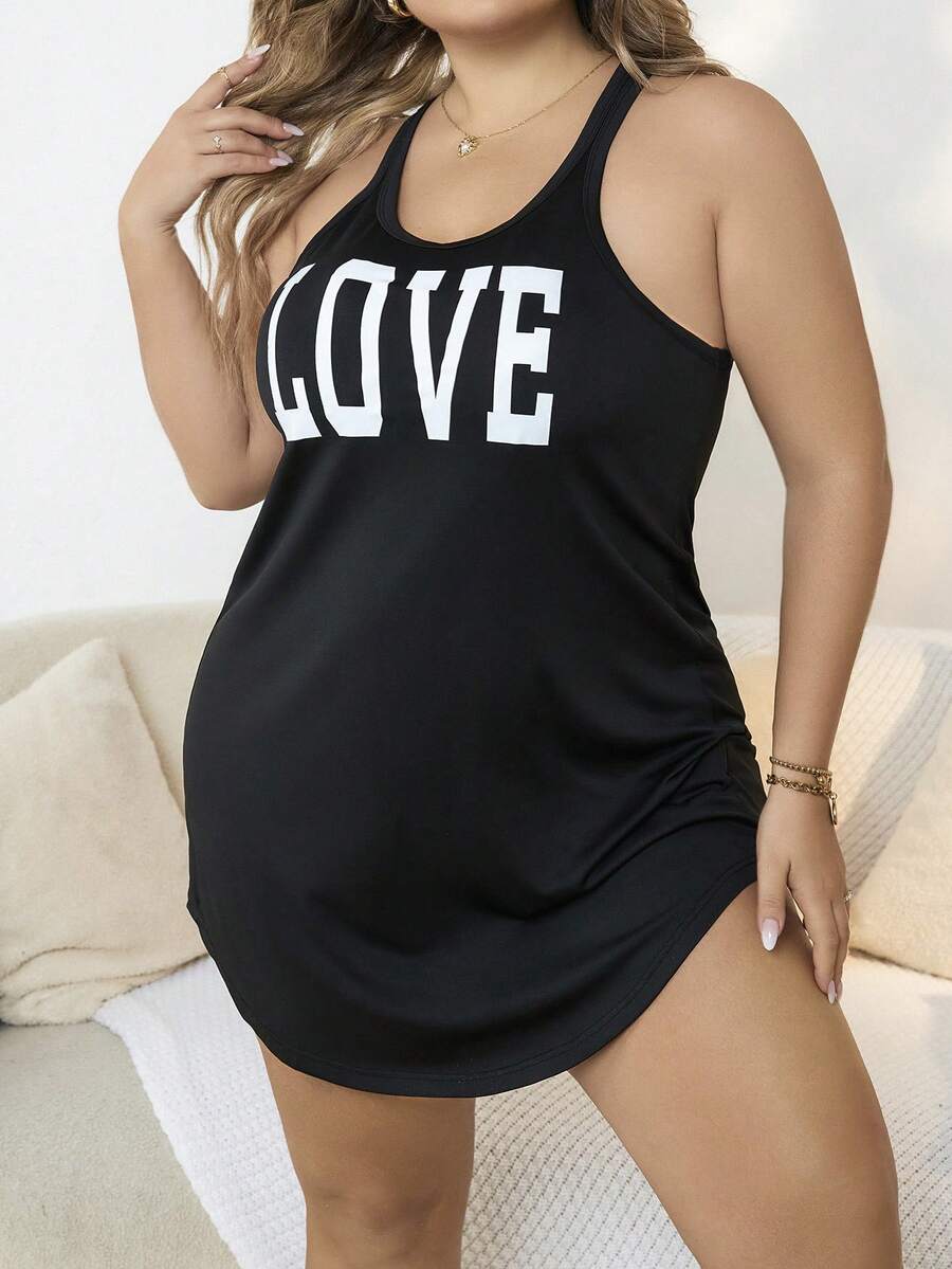 Plus Size Sleep Dresses - Black - View 1