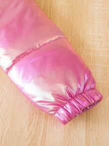 SHEIN Chaqueta acolchada con cremallera y bufanda holográfica para niña preadolescente