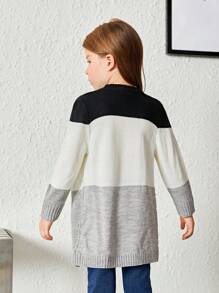 SHEIN 女小童撞色前紐扣開襟衫 - 彩色 - 查看 2