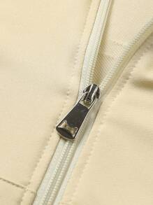 Manfinity Homme Men's Loose Fit Angel & Letter Graphics Zipper Hooded Sweatshirt - Khaki - View 5