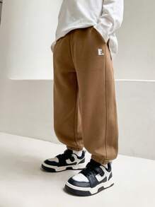 Young Boy Embroidery Letter Pattern Pants