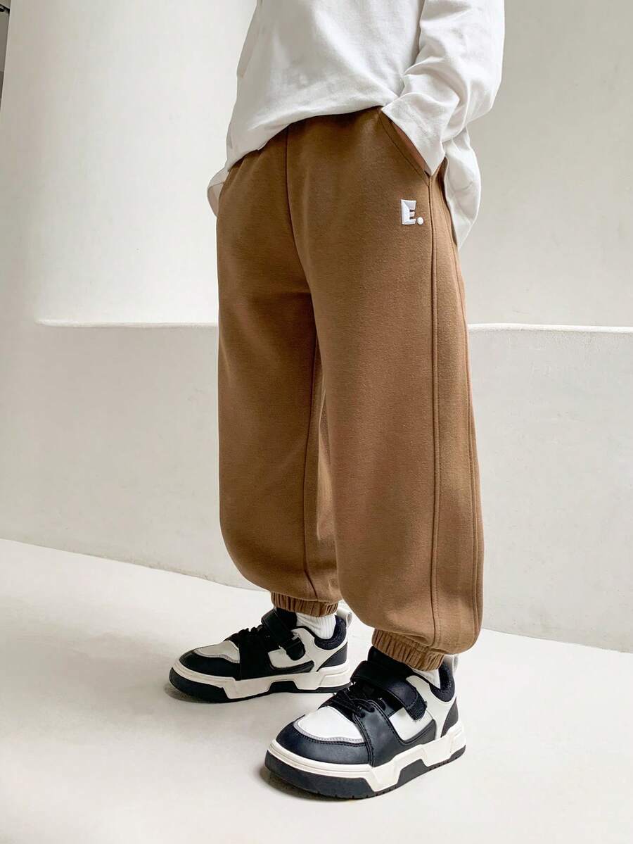 Young Boy Embroidery Letter Pattern Pants