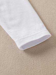 SHEIN 年輕女孩千禧甜美時尚印花白色圓領長袖t恤