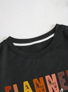 INAWLY Talla grande Sudadera con estampado de slogan con forro térmico