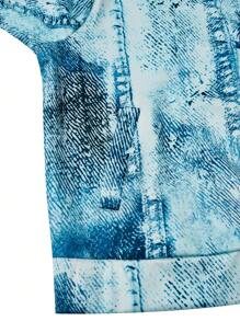 EMERY ROSE Talla grande Cazadora tipo bomber mezclilla efecto con cremallera - Multicolor - Ver 4