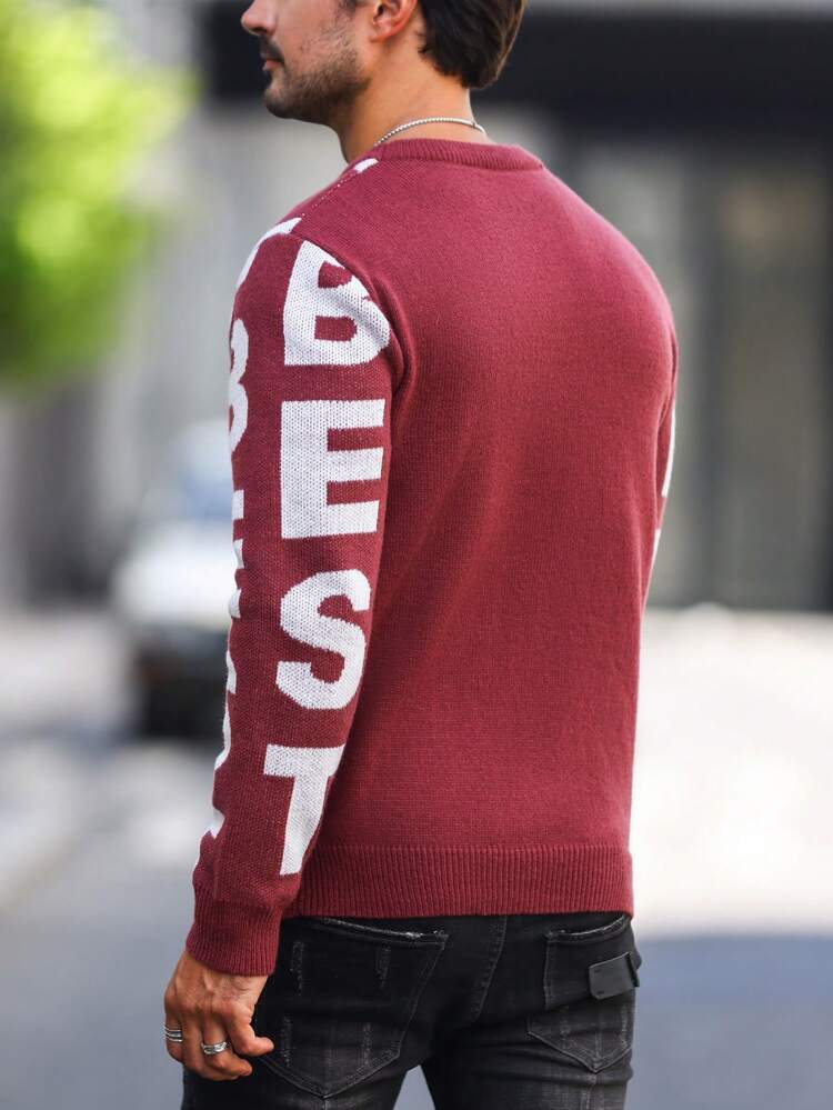 Men Letter Pattern Sweater