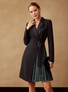 MOTF PREMIUM ROBE BLAZER PLISSÉE AVEC CEINTURE