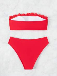 Bộ bikini Bandeau Appliques - Đỏ - Xem 5