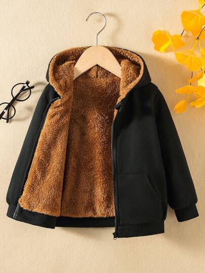 SHEIN Vintaside Kids Chico joven Capucha con cremallera con forro térmico