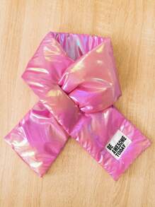 SHEIN Chaqueta acolchada con cremallera y bufanda holográfica para niña preadolescente