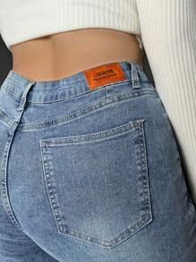 SHEIN EZwear Plus High Waist Skinny Jeans - Blue - View 6