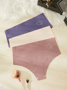 大碼3件水鑽愛心圖案無痕內褲