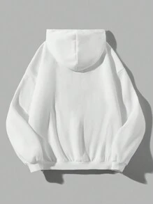 SHEIN EZwear Sudadera holgada de mujer con capucha, cordón y patrón de estrella minimalista casual, otoño/invierno