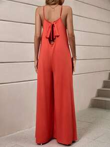 SHEIN LUNE Combinaison Ample À Fines Brides Unicolore - Orange - Voir 2