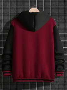 Aesthetic Post 男士大码字母圖案撞色條紋飾邊飛行員夾克無連帽衫 - 彩色 - 查看 2