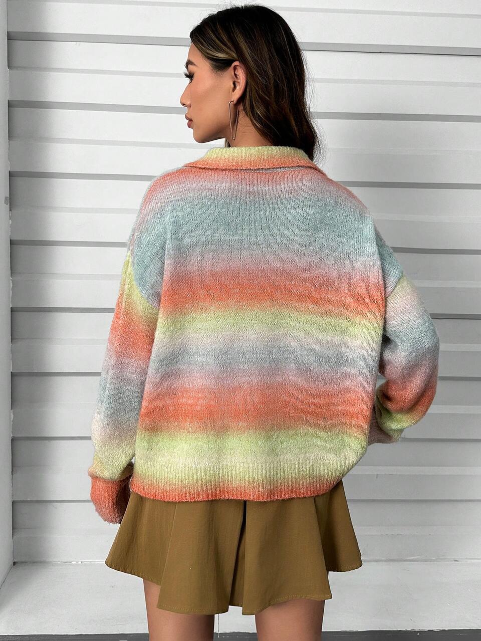 Ombre Drop Shoulder Cardigan Fall Cloth For Women