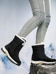 Botas de nieve de mujeres de moda versátil confortable - Negro - Ver 4