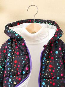 SHEIN 1 pezzo Cappotto imbottito con cappuccio e stampa a pois per giovani ragazze