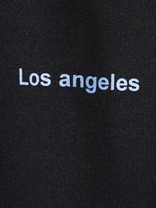 Tween Boy 1pc Letter Graphic Flap Pocket Jacket & 1pc Sweatpants - Black - View 3