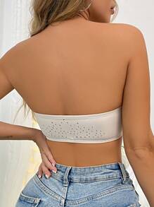 Solid Hook And Eye Wireless Bra - Beige - View 2