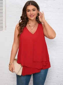 SHEIN Clasi Talla grande Camisa sin manga unicolor