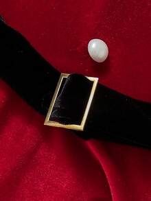 SHEIN 女嬰聖誕撞色領網眼下擺連身裙和帽子 - 彩色 - 查看 5