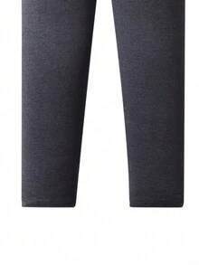 SHEIN Tween Girl 3pcs Solid Elastic Waist Leggings - Dark Grey - View 3