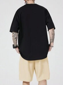 ROMWE MEN Street Life 男士卡通和字母圖案T恤和短褲 - 彩色 - 查看 4