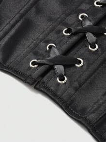 ROMWE Goth 1 Miếng NỮ Chất rắn Coa dây Thắt lưng nịt ngực - màu đen - Xem 7