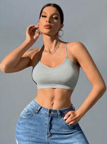 Simple Seamless Bralet - Grey - View 7