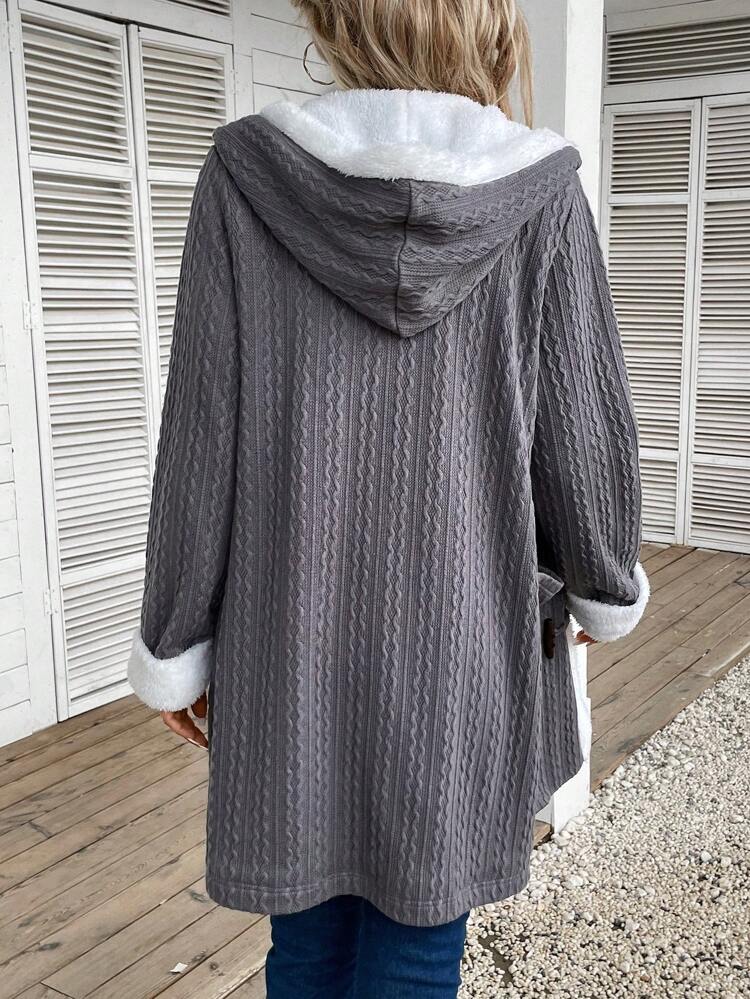 Dual Pocket Teddy Lined Hooded Coat