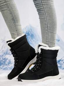 Botas de nieve de mujeres de moda versátil confortable - Negro - Ver 1