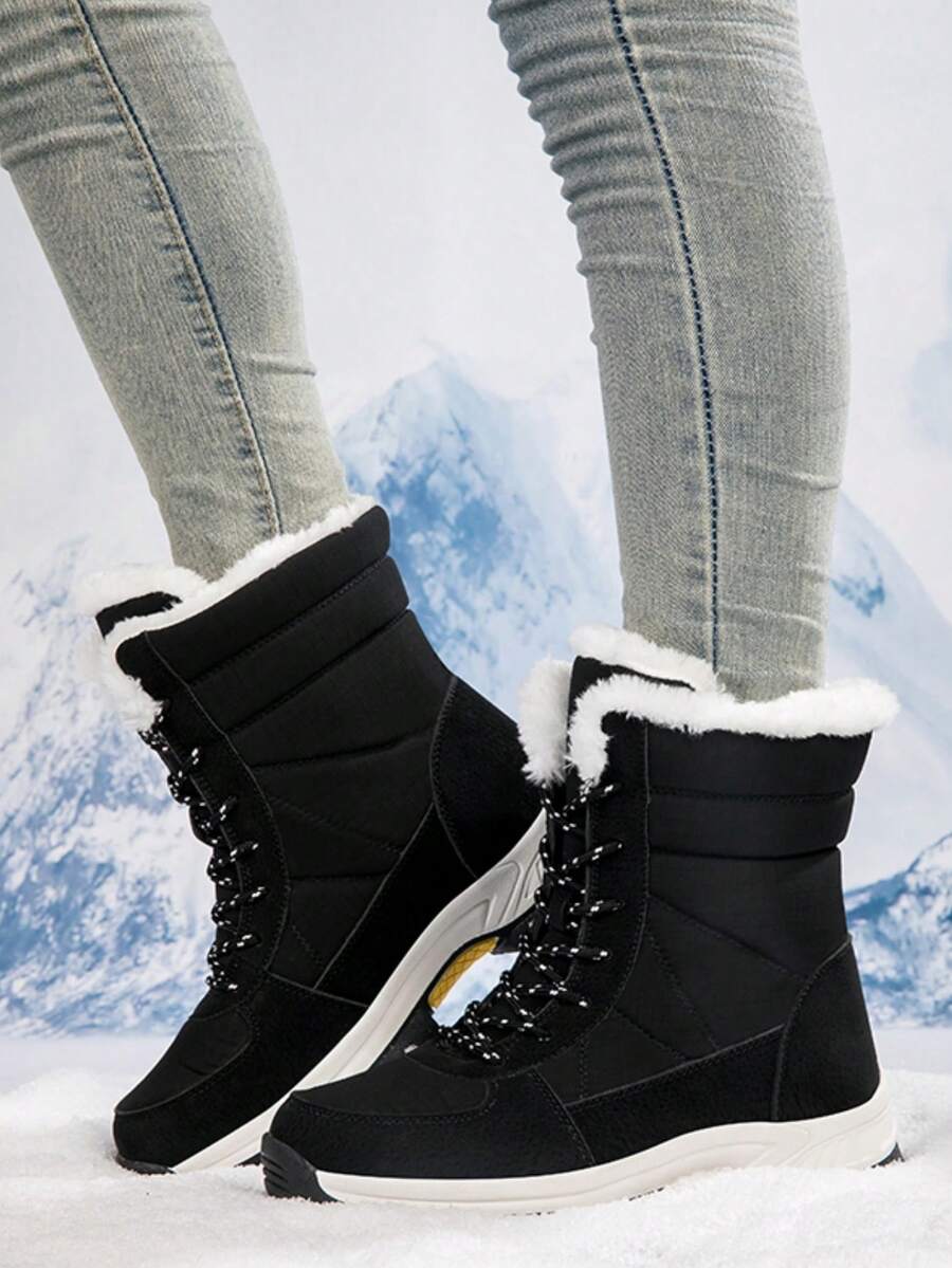 Botas de nieve de mujeres de moda versátil confortable - Negro - Ver 1