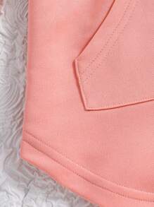 SHEIN Sparklyn Tween Girl Kangaroo Pocket Curved Hem Sweatshirt - Pink - View 5