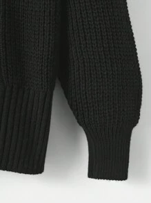 RueChic Teen Girl Solid Cable Knit Sweater - Black - View 5