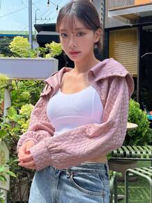 DAZY Chất rắn Mùa vụ Áo nỉ có mũ Không có áo Top Cami - Màu tím hoa cà - Xem 4