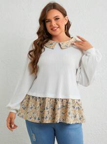 SHEIN Frenchy Hơn In hoa Ditsy Nút Quay lại Xoay eo Áo 2 trong 1 - trắng - Xem 2