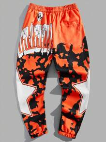 ROMWE MEN Street Life Nam Ngôi sao Đồ họa Chữ cái Eo dây rút Quần - Nhiều màu - Xem 2