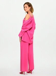 RueChic Solid Cami Knit Top & Drawstring Waist Knit Pants & Cardigan - Pink - View 5