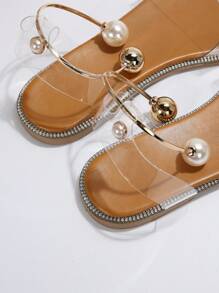 Transparent Flat Fashionable And Comfortable Beach Sandals - Apricot - View 2