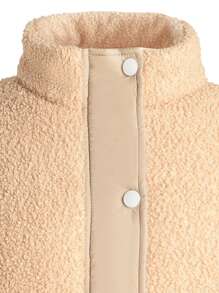 SHEIN Tween Girl Teddy Panel Padded Coat