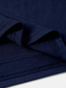 男士卡通貓圖案T恤 - 藍色 - 查看 4