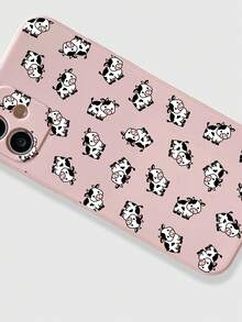 Littlemandyart 1pc Cartoon Cow Pattern Silicone Phone Case Compatible With IPhone - Multicolor - View 3