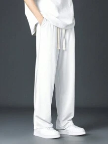 男士字母補丁細節腰部抽繩衛褲 - 白色 - 查看 4