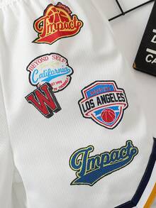 Tween Boy Letter Graphic Contrast Tape Shorts - White - View 6