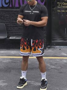 Manfinity Sport Corelite Men Letter Graphic Sports Tee Workout Tops - Black - View 5