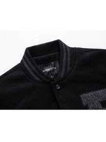 Chaqueta con mangas a rayas y parche de letras para hombre para raves