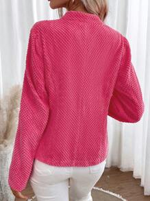 SHEIN Clasi 休閒純色女士夾克 - 玫紅色 - 查看 2